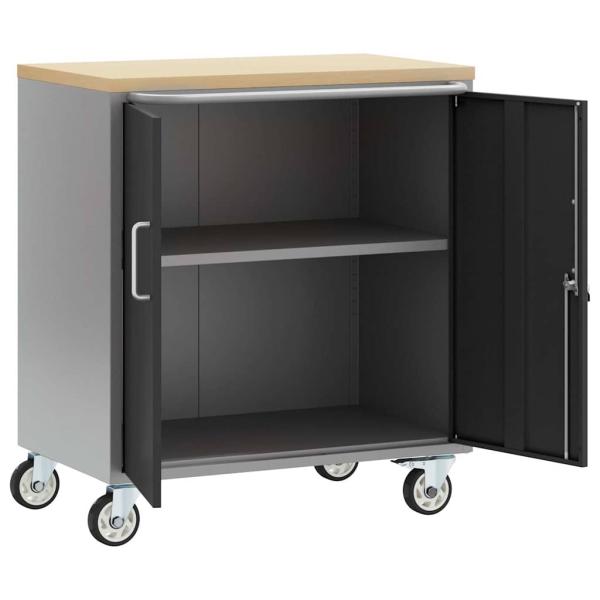 Werkzeugschrank mit Rollen und abschließbar Schwarz 75x45x85 cm Stahl