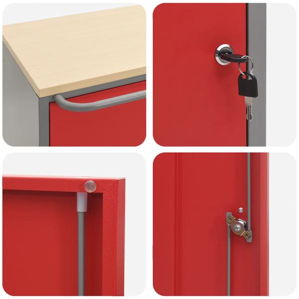 Werkzeugschrank mit Rädern und abschließbar Rot 75x45x85 cm Stahl
