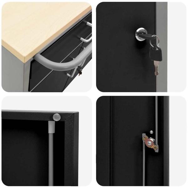 Werkzeugschrank mit Rollen und Schloss Schwarz 75x45x85 cm Stahl