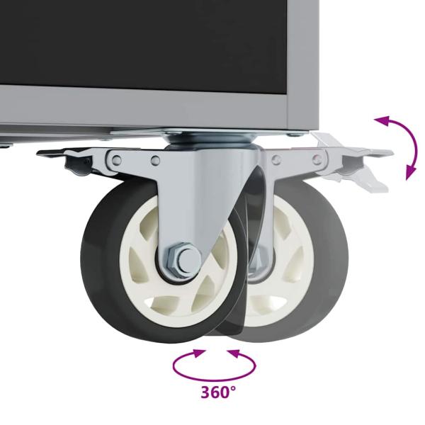 Werkzeugschrank mit Rollen und Schloss Schwarz 75x45x85 cm Stahl