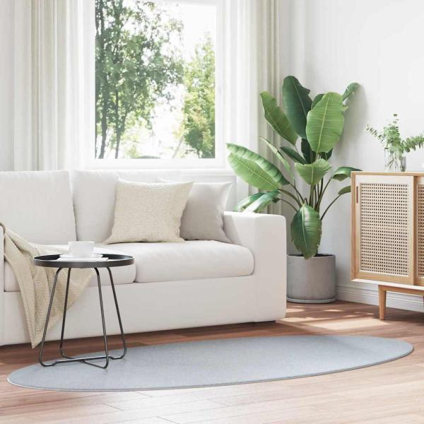ARDEBO.de - Teppiche Grau Wolle 100 x 200 cm Bereichsteppiche Oval Modern