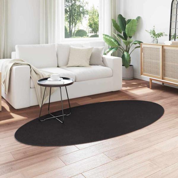 Teppich ""HUARTE"" Schwarz 100x200 cm Oval