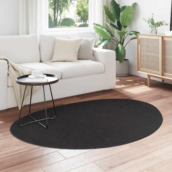 Teppiche Schwarz Baumwolle 120 x 170 cm Modischer Teppich Oval