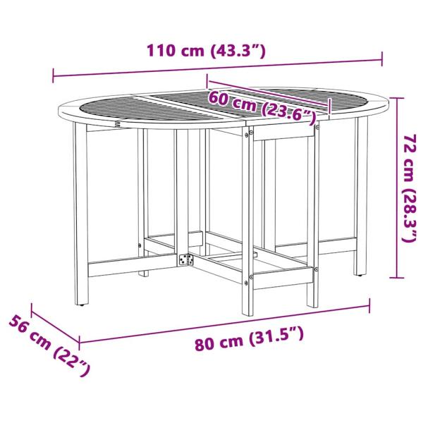 5-teiliges faltbares Garten-Esszimmer-Set aus massivem Akazienholz