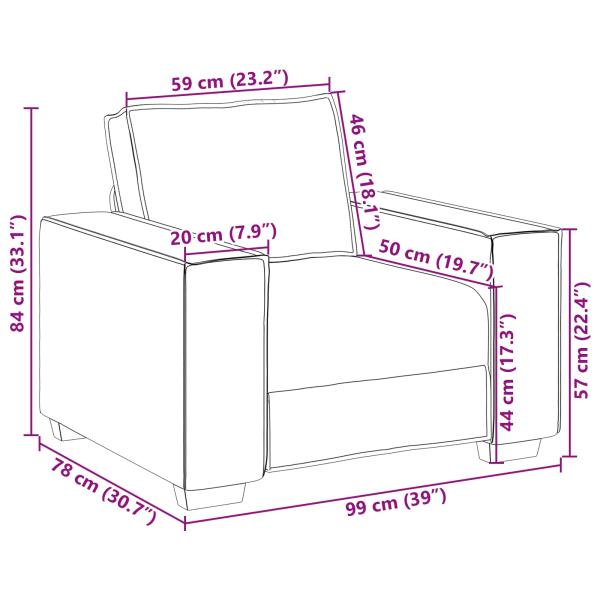 Sessel in Grau, 59 cm aus Kunstleder