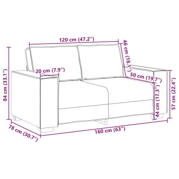 Loveseat Sofa Creme 120 cm aus Kunstleder