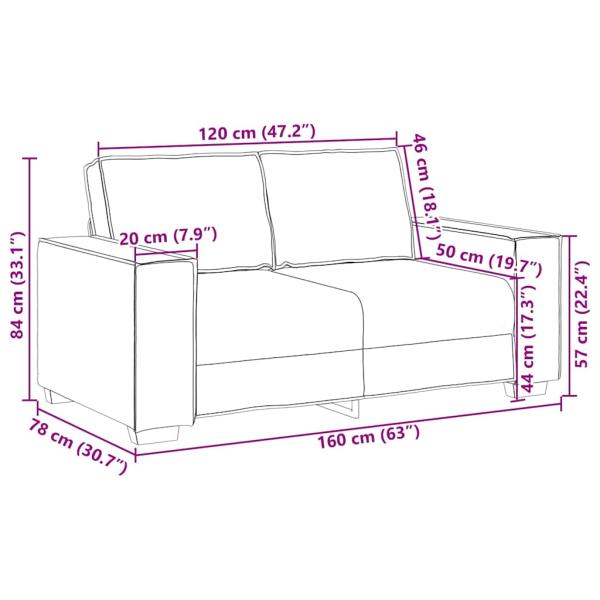 Loveseat Sofa Schwarz 120 cm Kunstleder