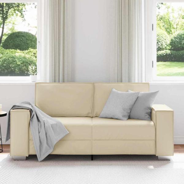 Zweisitzer Sofa in Creme, 140 cm aus Kunstleder