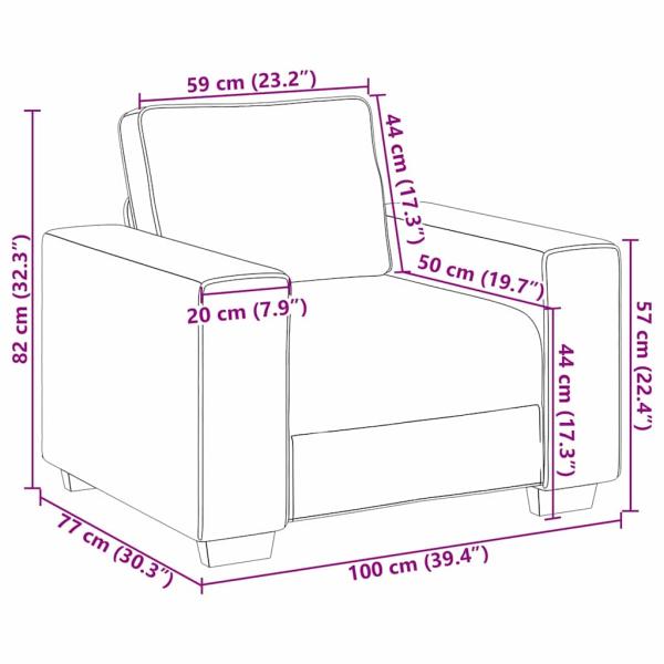 Sessel Creme 59 cm Textil