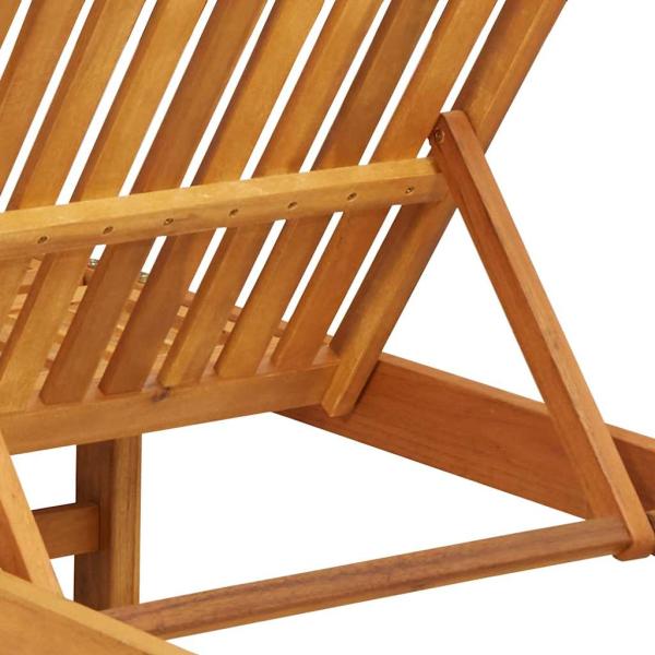 Sonnenliege mit Rädern und Kissen in Taupe aus Massivholz