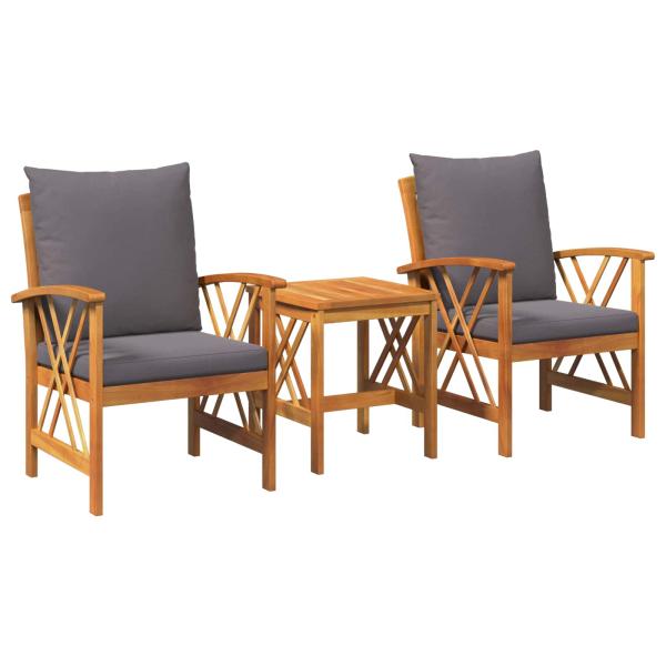 ARDEBO.de - 3-teiliges Garten-Lounge-Set mit Kissen aus solidem Akazienholz