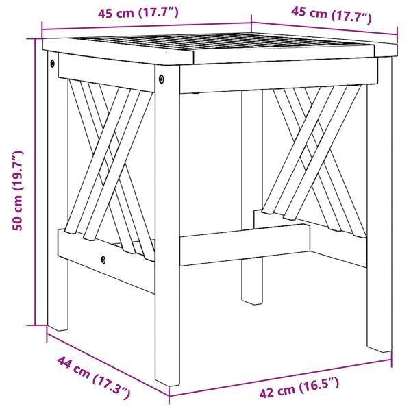 Gartenseitentisch Braun 45x45x50 cm Aus massivem Akazienholz