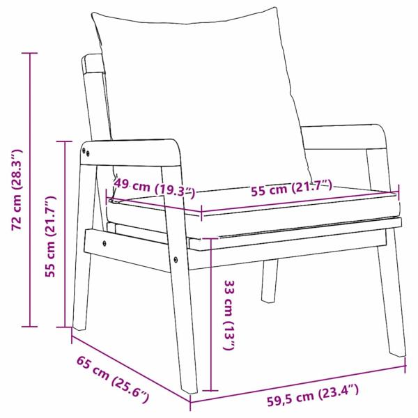 Gartenstühle 2 Stück 59,5x65x71,5 cm Massivholz Akazie