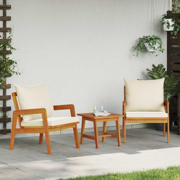 ARDEBO.de - Bistro-Set mit Kissen aus massivem Akazienholz, 3-teilig