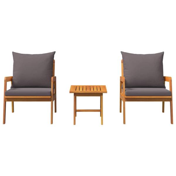ARDEBO.de - 3-teiliges Bistro-Set mit Kissen aus massivem Akazienholz
