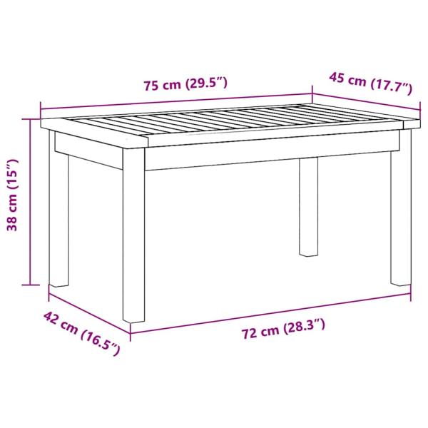Couchtisch 75x40x38 cm aus massivem Akazienholz