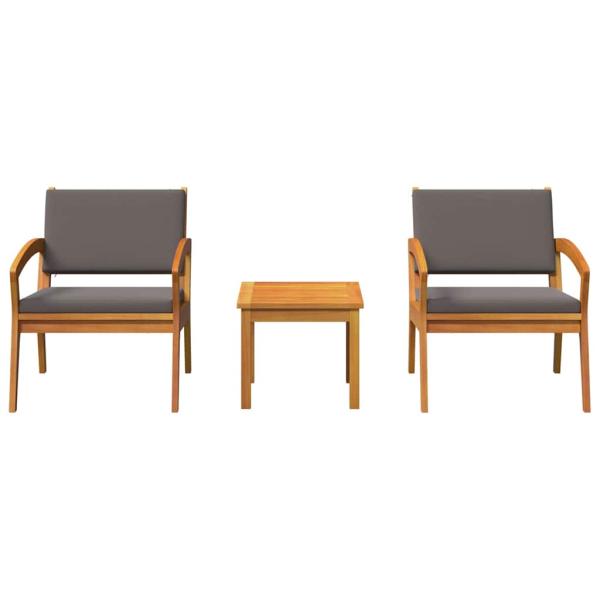 3-teiliges Bistro-Set mit Kissen aus massivem Akazienholz