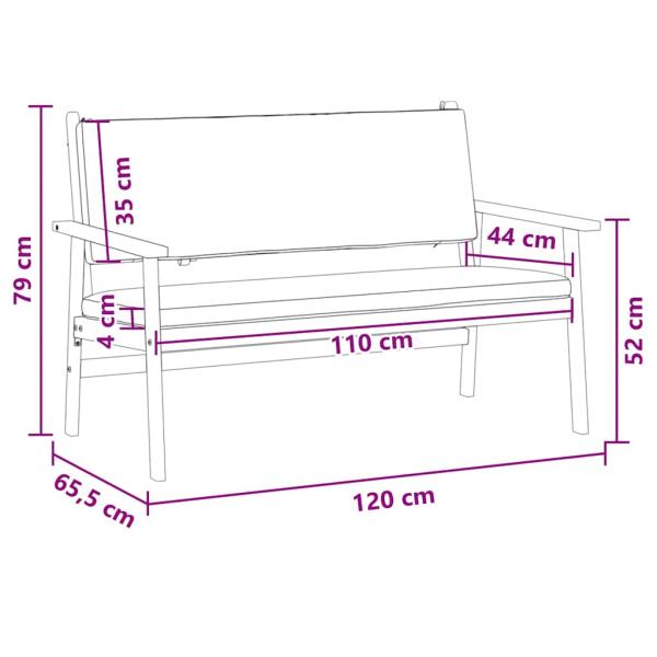Gartenbank mit Kissen aus massivem Akazienholz