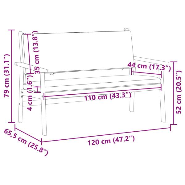 Gartenbank mit Kissen aus massivem Akazienholz