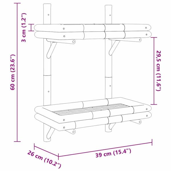 Wandregal 2-stufig 45x26x60 cm Bambus