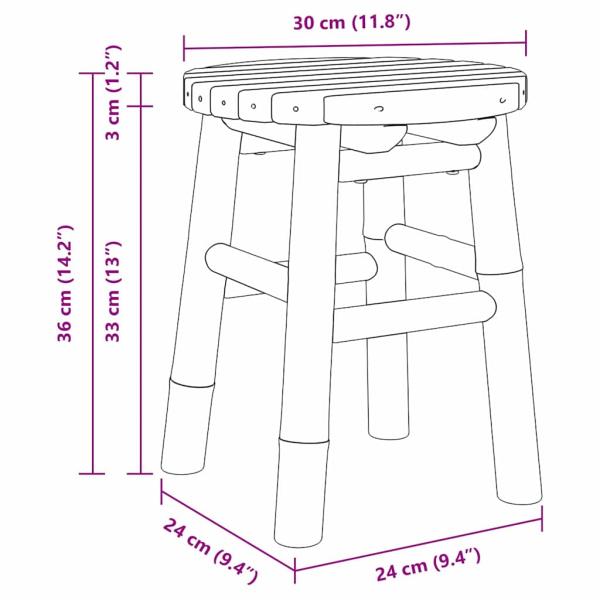 Niedriger Hocker Rund Ø30x36 cm aus Bambus