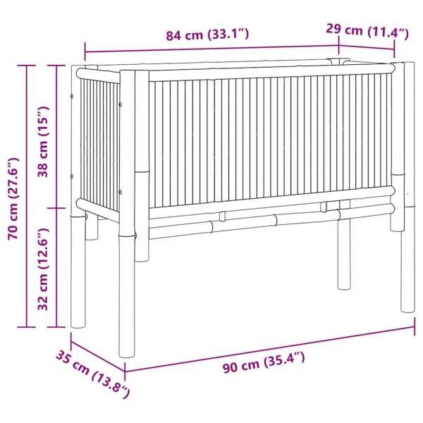 Garten Hochbeet 90x35x70 cm Bambus