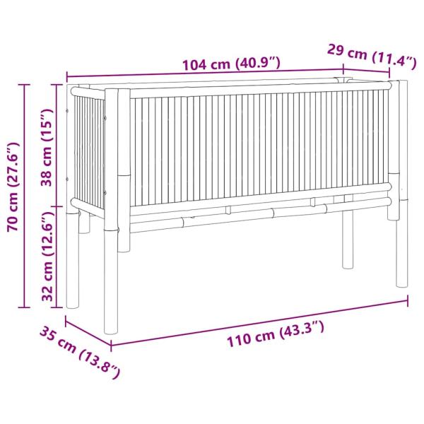 Garten Hochbeet 110x35x70 cm Bambus