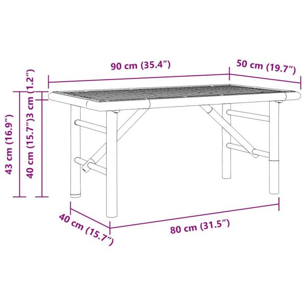 Couchtisch 90x50x43 cm Bambus