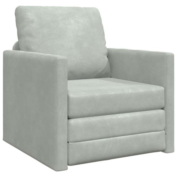 Boden-Sofa Einzelnes Convertible Samt 74x77x81 cm Hellgrau