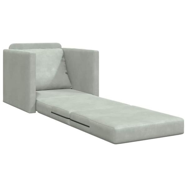 Boden-Sofa Einzelnes Convertible Samt 74x77x81 cm Hellgrau