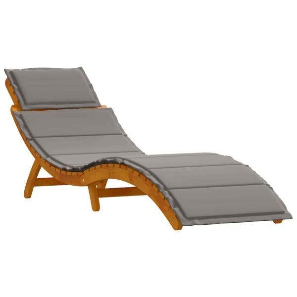 Sonnenliegen mit Kissen 2er Set Dunkelgrau Akazienholz