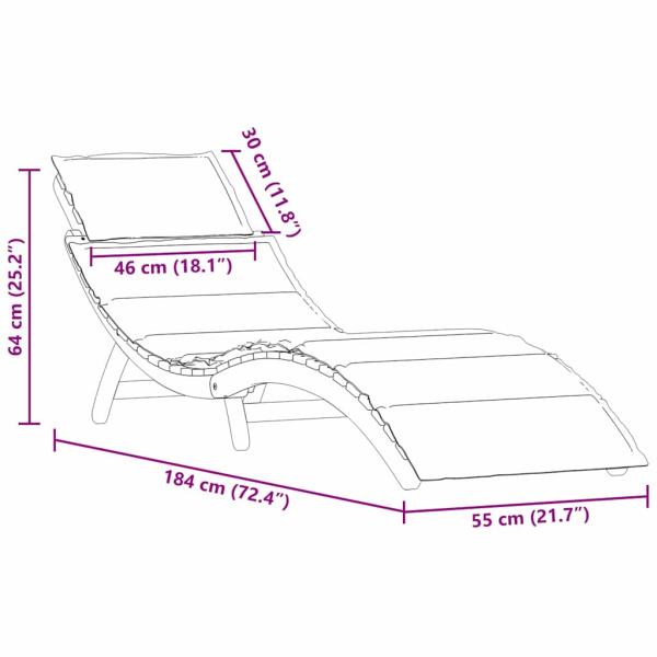 Sonnenliegen mit Kissen 2er Set Creme Weiß Akazienholz