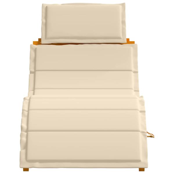 Sonnenliegen mit Kissen 2er Set Beige aus massivem Akazienholz