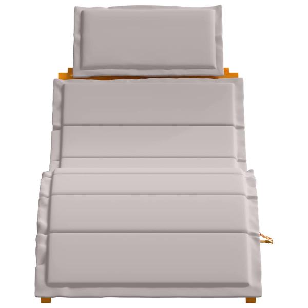 Sonnenliegen mit Kissen 2 Stück Taupe aus massivem Akazienholz