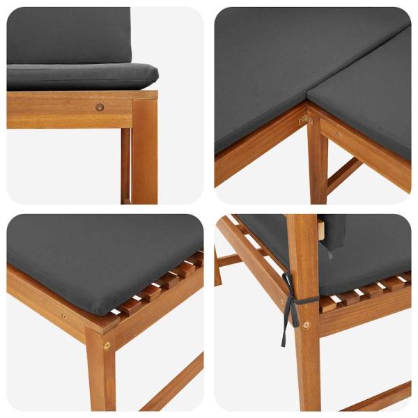 Garten-Eckbank mit Kissen 140x100x91 cm aus Akazienholz