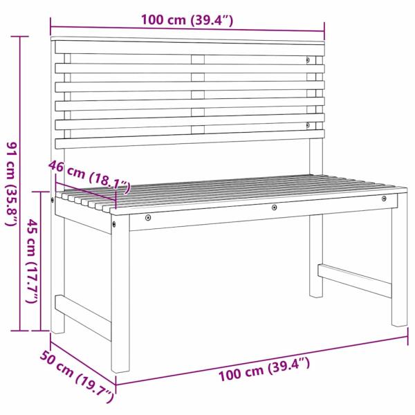 Gartenbank 100x50x91 cm Solides Akazienholz