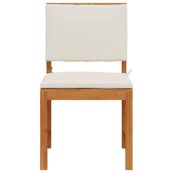 Gartenstuhl ohne Armlehnen mit Kissen, 2 Stück, aus massivem Akazienholz