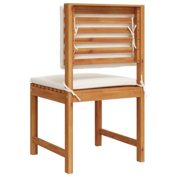 Gartenstuhl ohne Armlehnen mit Kissen, 2 Stück, aus massivem Akazienholz