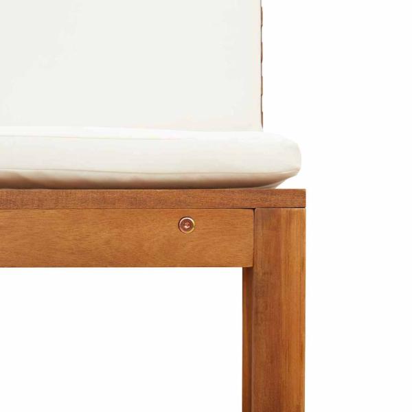 Gartenstuhl ohne Armlehnen mit Kissen, 2 Stück, aus massivem Akazienholz