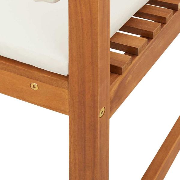 Gartenstuhl ohne Armlehnen mit Kissen, 2 Stück, aus massivem Akazienholz