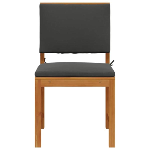 Gartenstühle ohne Armlehnen mit Kissen, 2 Stück, aus Akazienholz