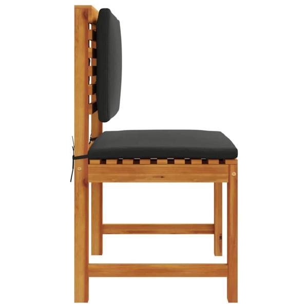 Gartenstühle ohne Armlehnen mit Kissen, 2 Stück, aus Akazienholz