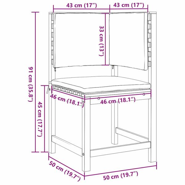 Gartenstuhl-Ecke mit Kissen aus massivem Akazienholz