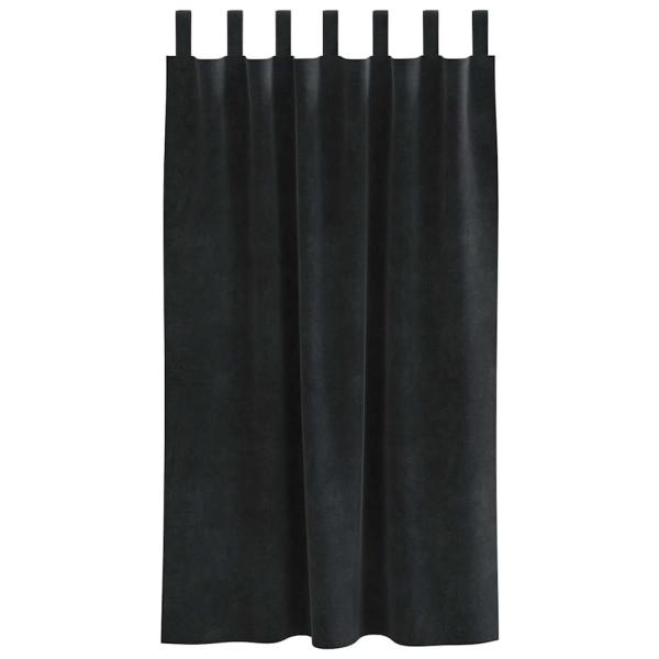 Verdunkelungsvorhänge mit Aufhängeschlaufen 2 Stück Schwarz Samt