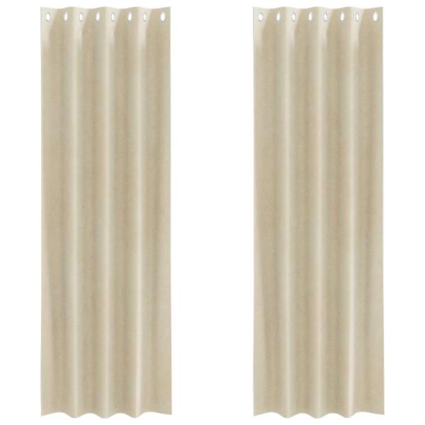 Verdunkelungsvorhänge mit Ösen 2 pcs Creme Samt