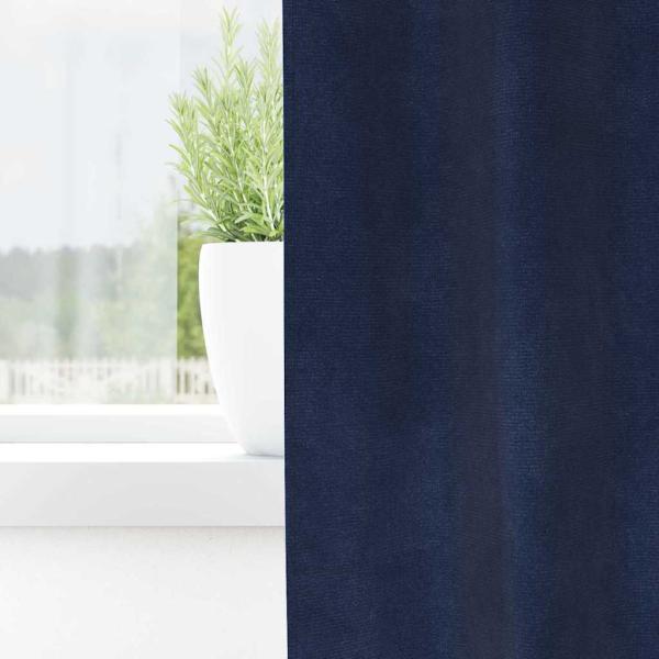 Verdunkelungsvorhänge mit Klettband 2 Stück Dunkelblau Samt