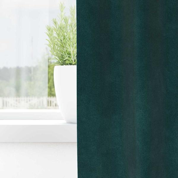 Verdunkelungsvorhänge mit Klettband 2 Stück Dunkelgrün Samt