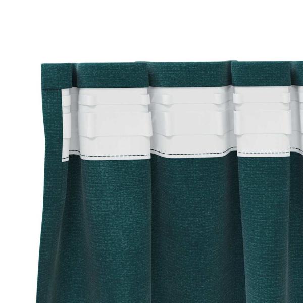 Verdunkelungsvorhänge mit Klettband 2 Stück Dunkelgrün Samt