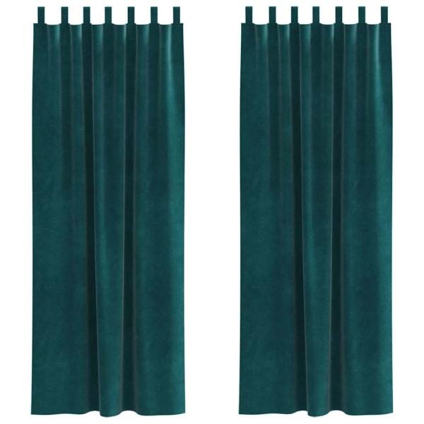Blackout Vorhänge mit Aufhängeschlaufen 2 Stück Dunkelgrüner Samt