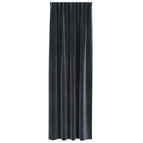 Verdunkelungsvorhänge mit oberen Bändern 2 Stück Dunkelgrau Samt